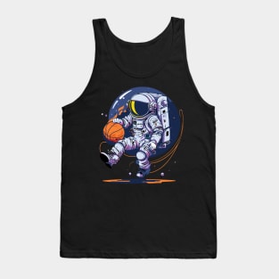 Space Traveller on Distant Planet with Basketball Tank Top